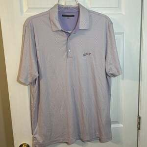 Greg Norman Men's Lilac Geometric Performance Golf Polo Shirt XL